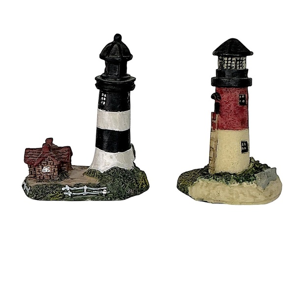 Lighthouse Candle Holder Figurines Outer Banks Nautical Collectible Vintage 3 PC - Picture 4 of 16